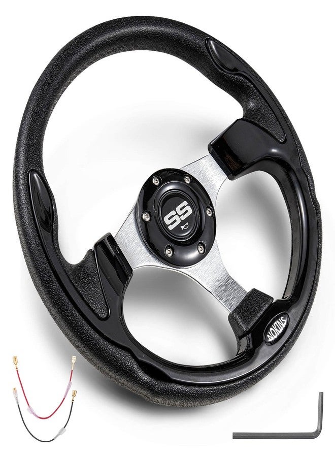 NOKINS 12.5" Universal Golf Cart Steering Wheel, Fit EZGO TXT&RXV Club Car DS&Precedent Yamaha, Most Golf Carts (Black) - Image 1