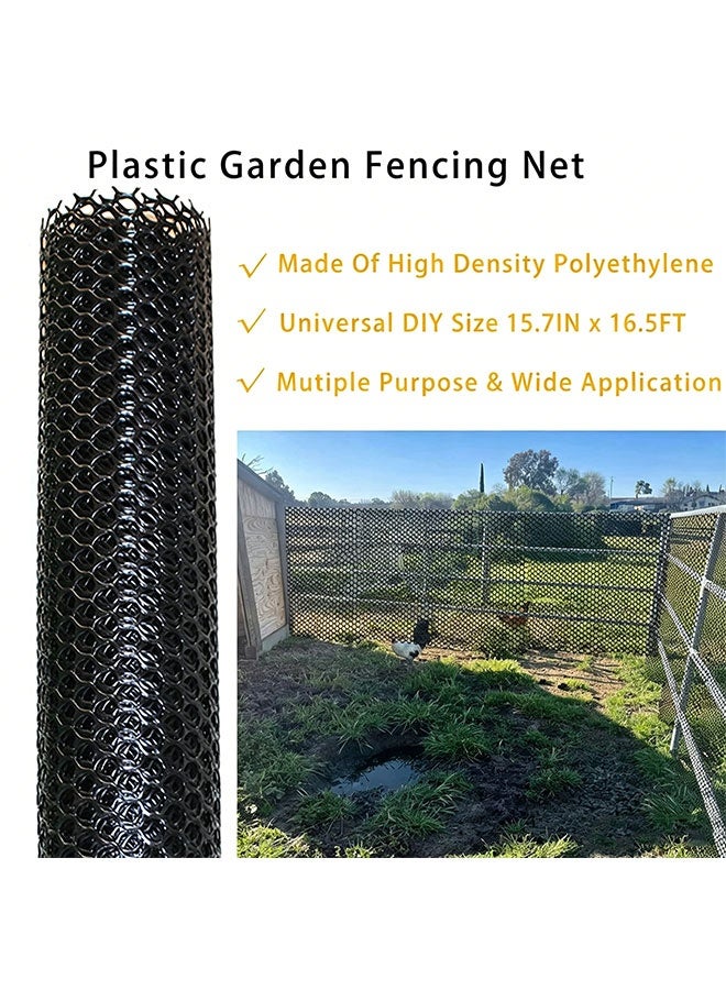 Plastic Wire Fencing Mesh,Garden Netting,Heavy-Duty Chicken Black Wire Mesh for Gardening,Versatile Plastic Fencing,Garden Fence Animal Barrier Netting,Ideal For Poultry,Dogs,Rabbit Fencing,Plant Protection,40cmx5m Roll - Image 2