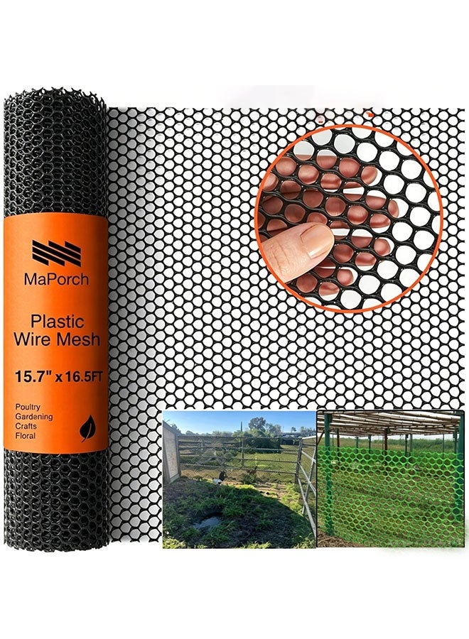 Plastic Wire Fencing Mesh,Garden Netting,Heavy-Duty Chicken Black Wire Mesh for Gardening,Versatile Plastic Fencing,Garden Fence Animal Barrier Netting,Ideal For Poultry,Dogs,Rabbit Fencing,Plant Protection,40cmx5m Roll - Image 1