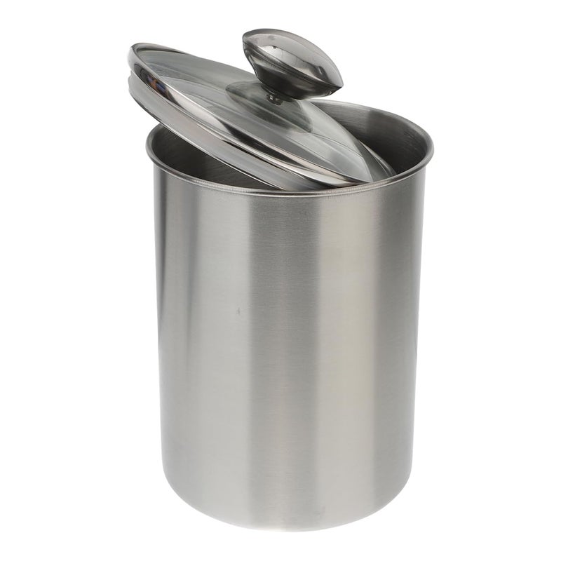 Cabilock Stainless Steel Canister Jars with Glass Lid Kitchen Canisters Cylinder Storage Containers for Tea Flour Sugar Coffee Beans Cookie Candy Snack and More 1750ml
