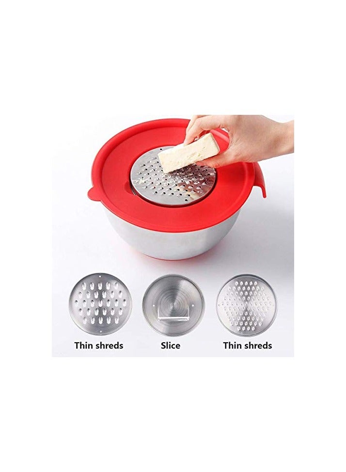 erorex Stainless Steel Mixing Bowls with Lids - Nesting Bowls with Graters, Handle, Pour Spout, Airtight Lids - Non-Slip Mixing Bowl Set for Cooking, Baking  - Image 5