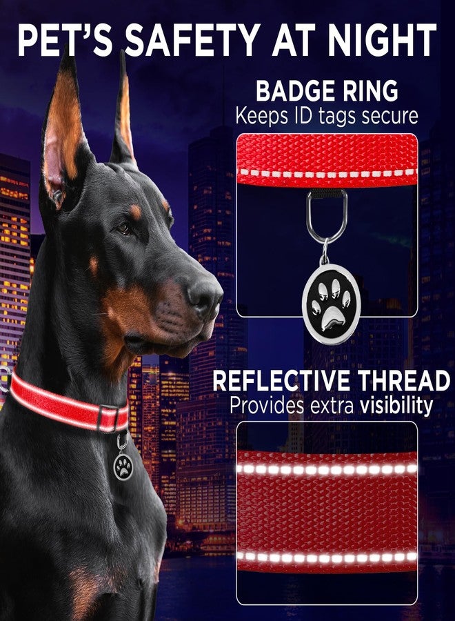 TECEUM Reflective Dog Collar - Red - L - Extra Soft Padding - Basic Nylon Pet Collar - Quick Release Buckle - Fits Small, Medium and Large Dogs, Puppies, Cats - ESA & Service Dog Options - Image 4