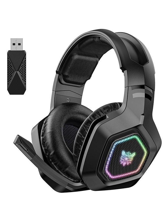 Wireless Gaming Headset for PC, Ps5, Ps4, 2.4 Ghz USB & Type-C Gaming Headphones with Microphone, 30H Battery Bluetooth Headphones for Switch, Laptop, Mobile, Mac (Black)  - Image 1