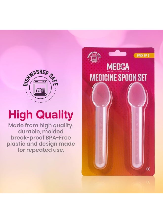 MEDca Calibrated Medicine Spoon for Kids, Baby & Toddler - (Pack of 2) - 2 Tsp/10 mL Capacity Plastic Oral Liquid Dose Medication Graduated Dispenser - Image 5