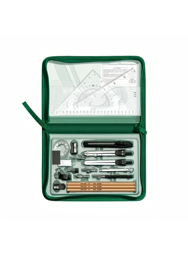28 Piece Precision Engineering Drawing Tool Set Durable Plastic Structure 3 Sizes - Image 1