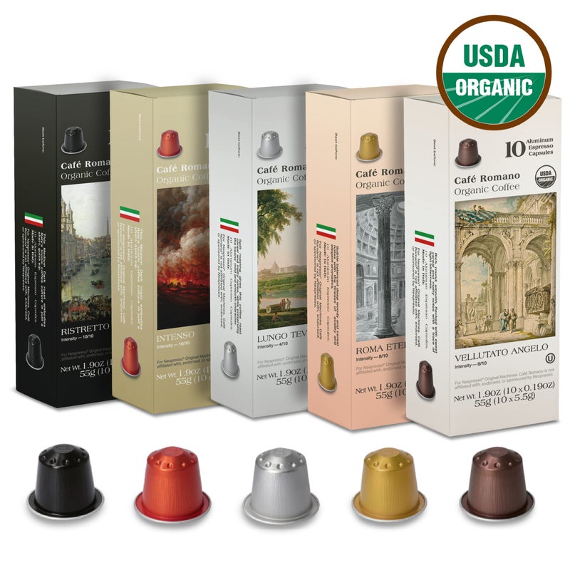 Organic USDA Café Romano Coffee Aluminum Espresso Pods For Nespresso Original Machine 100 Pack Italian Espresso Coffee (Variety pack) - Image 4