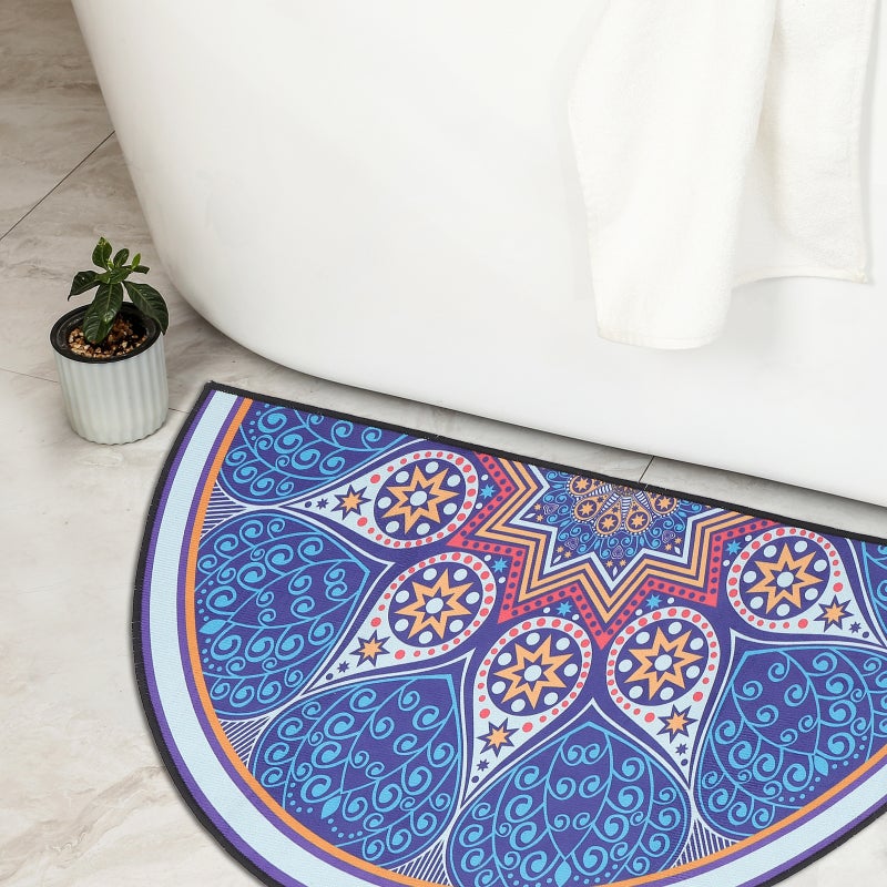 2pcs Bohemian Style Rug Half Round Ground Mat Vintage Entrance Door Mat -patterned Rug - Image 4