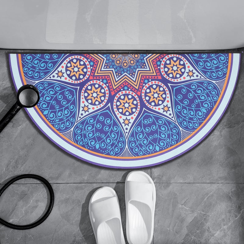 2pcs Bohemian Style Rug Half Round Ground Mat Vintage Entrance Door Mat -patterned Rug - Image 2