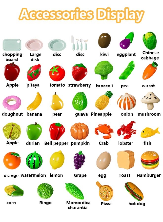 40pcs Durian bucket cutting toy food,Cutting Play Food Toy for Kids Kitchen,Pretend Play Food for Kids Kitchen,Using durian barrels to pack fruits and vegetable accessories, vegetable food toys, fru - Image 3