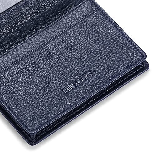 HISCOW Leather Business Card Case Holder for Men & Women, Italian Calfskin (Pebbled Blue) - Image 5