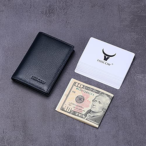 HISCOW Leather Business Card Case Holder for Men & Women, Italian Calfskin (Pebbled Blue) - Image 2