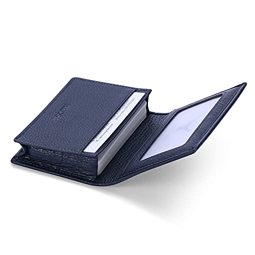 HISCOW Leather Business Card Case Holder for Men & Women, Italian Calfskin (Pebbled Blue) - Image 3