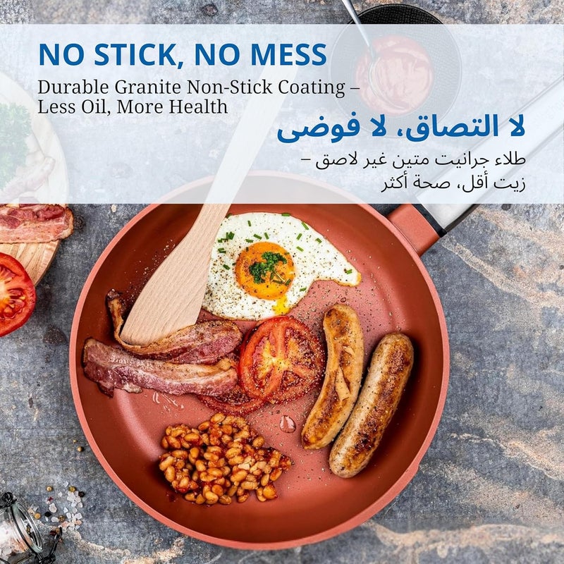 ويستنجهاوس مقلاة غير لاصقة من سلسلة الأداء من ويستنجهاوس الولايات المتحدة الأمريكية، مقاس 28 سم – ألومنيوم مصبوب بطبقة كوانتيانيوم، أدوات طهي آمنة للاستخدام على الحث الحراري والفرن، بمقبض من الفولاذ المقاوم للصدأ بارد اللمس – برتقالي - Image 4
