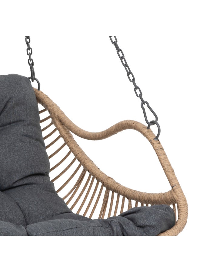 هسبيرايد جيبرالتار كرسي استرخاء معلق للحديقة على شكل بيضة بني ورمادي 54 x 110 x 78 سم 196959 - Image 3