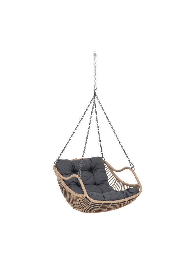 هسبيرايد جيبرالتار كرسي استرخاء معلق للحديقة على شكل بيضة بني ورمادي 54 x 110 x 78 سم 196959 - Image 1