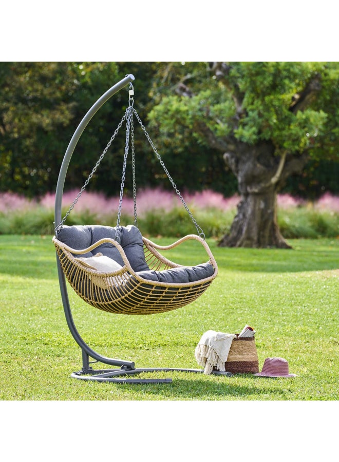 هسبيرايد جيبرالتار كرسي استرخاء معلق للحديقة على شكل بيضة بني ورمادي 54 x 110 x 78 سم 196959 - Image 5