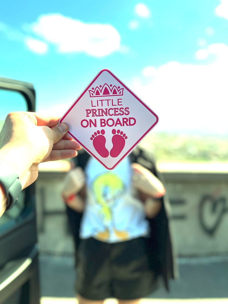 Melostu Princess On Board Car Sign - Princess On Board Decal - Princess Automotive Sign - Princess On Board Sticker for Cars - Princess On Board Window Decal - Little Princess On Board Car Sign - Image 4