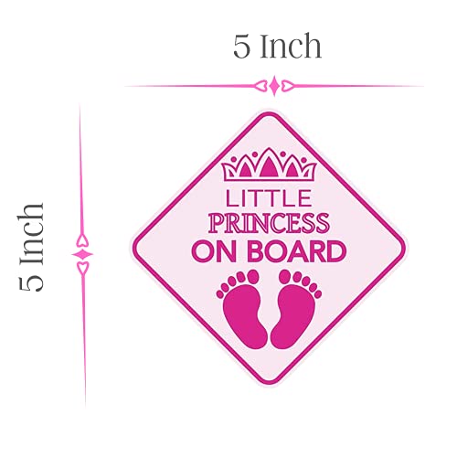 Melostu Princess On Board Car Sign - Princess On Board Decal - Princess Automotive Sign - Princess On Board Sticker for Cars - Princess On Board Window Decal - Little Princess On Board Car Sign - Image 2