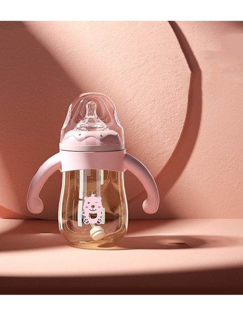 Cup Spill-Proof Sippy Cup with Handles, 220ML Baby Bottle with Medium Flow Nipple, 360° Leak-proof Gravity Ball Design Baby Learning Transition Cup Double Handle Anti-drop 6+ Months ﻿