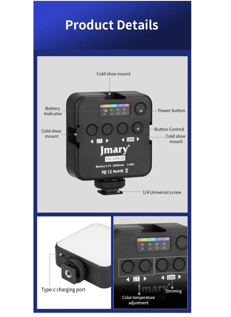 Jmary - Jmary FM-69RGB Portable Mini RGB Video Camera Light - Image 1