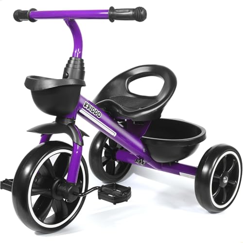 KRIDDO Kids Tricycles Age 24 Month to 4 Years Toddler Kids Trike for 25 to 5 Year Old Gift Toddler Tricycles for 24 Year Olds Trikes for Toddlers Purple - Image 1