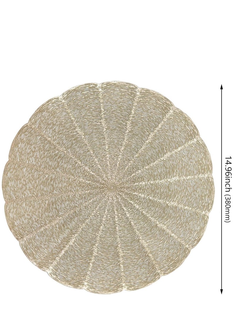 Excefore Placemats Set of 6, Round Gold Vinyl Placemats 15''Easy-to-Clean Non-Slip Heat-Resistant Place Mats for Dinning Table, Wedding, Party, Festival - Image 4