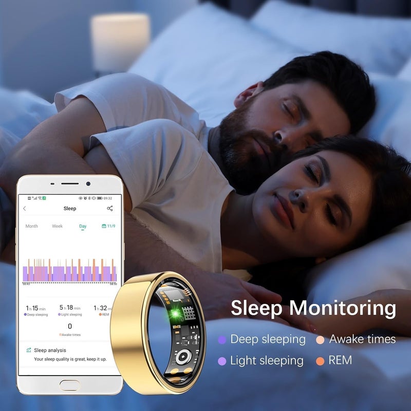 GQ Health Smart Ring IP68 Waterproof Fitness Tracker with Heart Rate Blood Oxygen Sleep Monitor Steps Calories No Subscription for iPhone and Android - Image 5