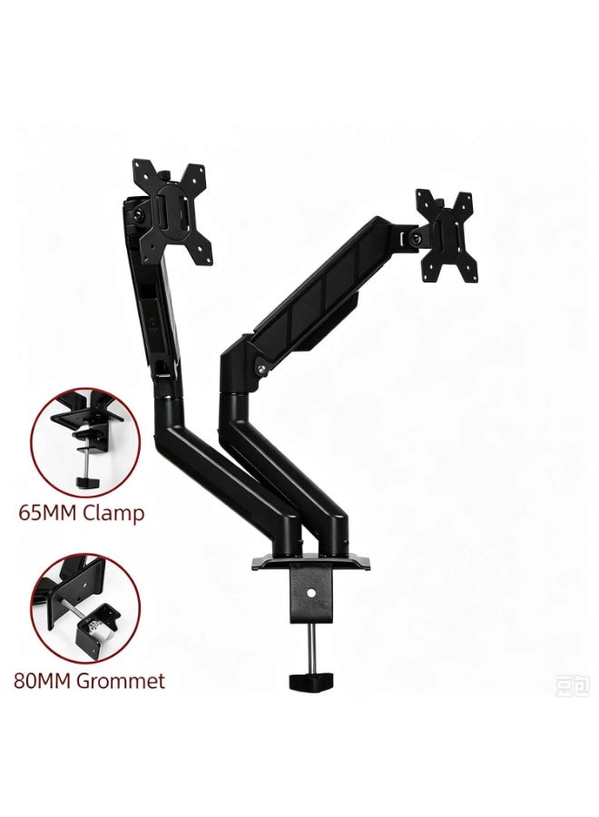 Dual Balanced Monitor Arms,Dual Monitor Stand,Effortless Adjustment,Outstanding Flexibility,180 Degree Rotation,Two Monitors,Fit Screen Size 10" - 32",Computer Display Arm,Black - Image 1