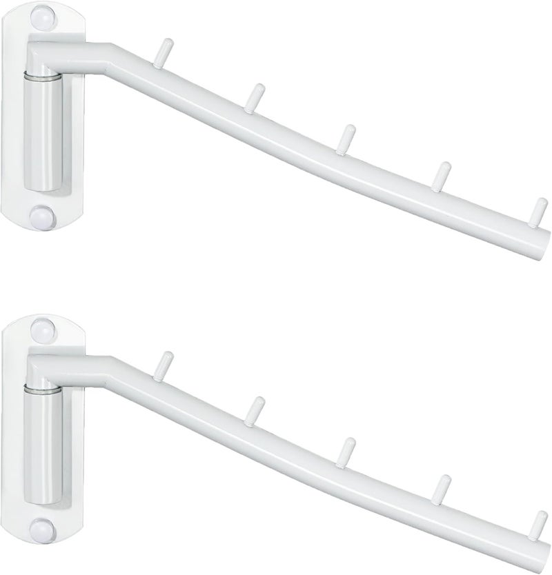 Alise Wall Mounted Drying Rack,Swivel Clothes Drying Rack Stainless Steel,Space Saving Clothes Hanger Rack,Heavty Duty Clothes Wall Drying Rack for Laundry Closet Bedroom/Bathroom,White,2 Pack - Image 1