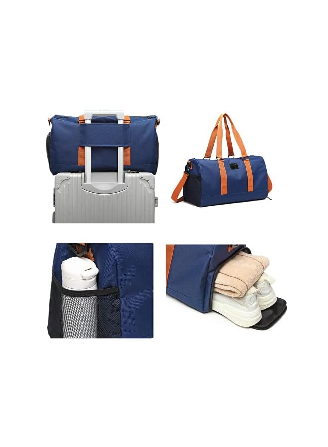 Raxoom Sports Gym Bag Yoga Bag with Wet Pocket Travel Duffel Bag with Shoes Compartment ,Work Out Bags with Adjustable Shoulder Strap for Sport, Travel, Fitness (Blue) - Image 2