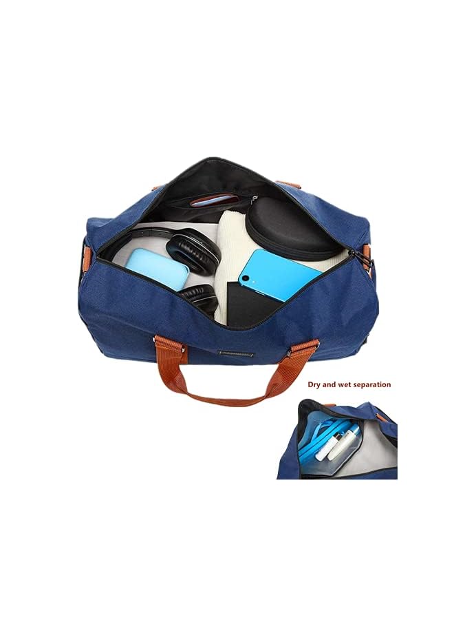 Raxoom Sports Gym Bag Yoga Bag with Wet Pocket Travel Duffel Bag with Shoes Compartment ,Work Out Bags with Adjustable Shoulder Strap for Sport, Travel, Fitness (Blue) - Image 3