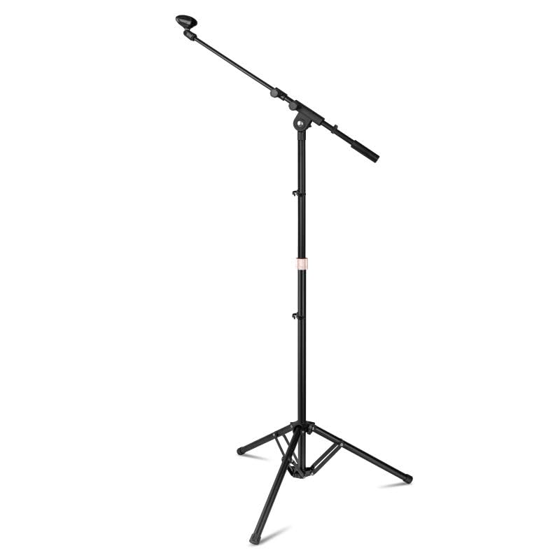 kh Mic Stand with Boom Arm Heavy Duty Tripod Microphone Stand Floor Holder Height Adjustable with 1 Mic Clip for Singing Performance Home Studio Recording Podcast Stage Use - Image 1