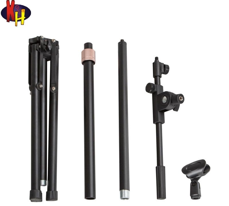 kh Mic Stand with Boom Arm Heavy Duty Tripod Microphone Stand Floor Holder Height Adjustable with 1 Mic Clip for Singing Performance Home Studio Recording Podcast Stage Use - Image 2