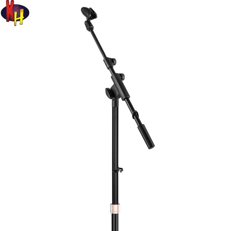 kh Mic Stand with Boom Arm Heavy Duty Tripod Microphone Stand Floor Holder Height Adjustable with 1 Mic Clip for Singing Performance Home Studio Recording Podcast Stage Use - Image 3