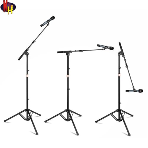 kh Mic Stand with Boom Arm Heavy Duty Tripod Microphone Stand Floor Holder Height Adjustable with 1 Mic Clip for Singing Performance Home Studio Recording Podcast Stage Use - Image 4