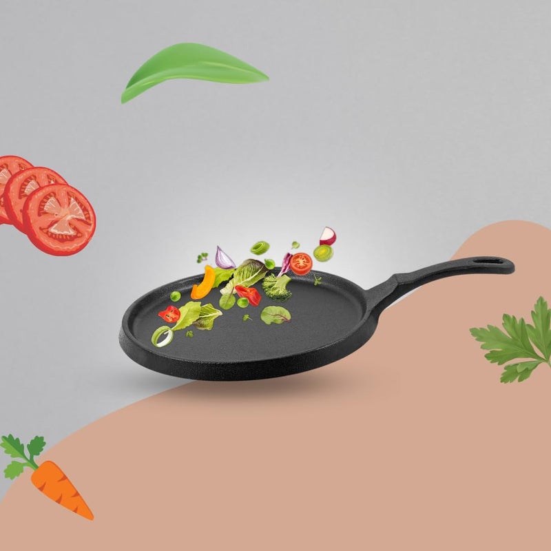 Pencil PreSeasoned Cast Iron Shallow Pan 24 cm FryRoasting Pan Compatible with Gas Stoves Induction Naturally Nonstick 100 Pure ToxinFree No Chemical Coating Long Lasting Black - Image 4