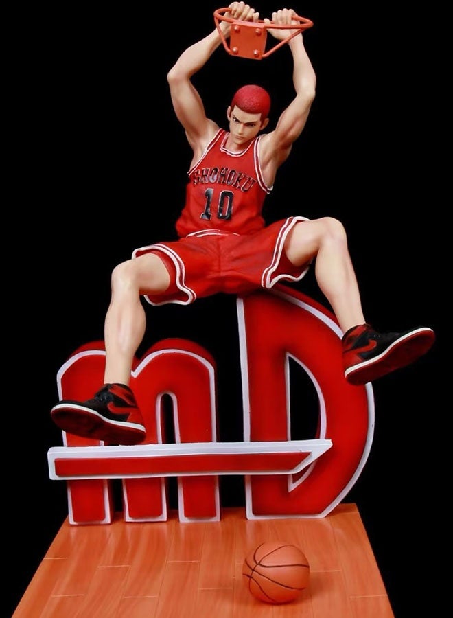 Halamodo Slam Dunk Super - Sized Hanamichi Sakuragi No.10 Anime Figure with Swappable Heads - Ideal Birthday Gift，38.5 cm - Image 1