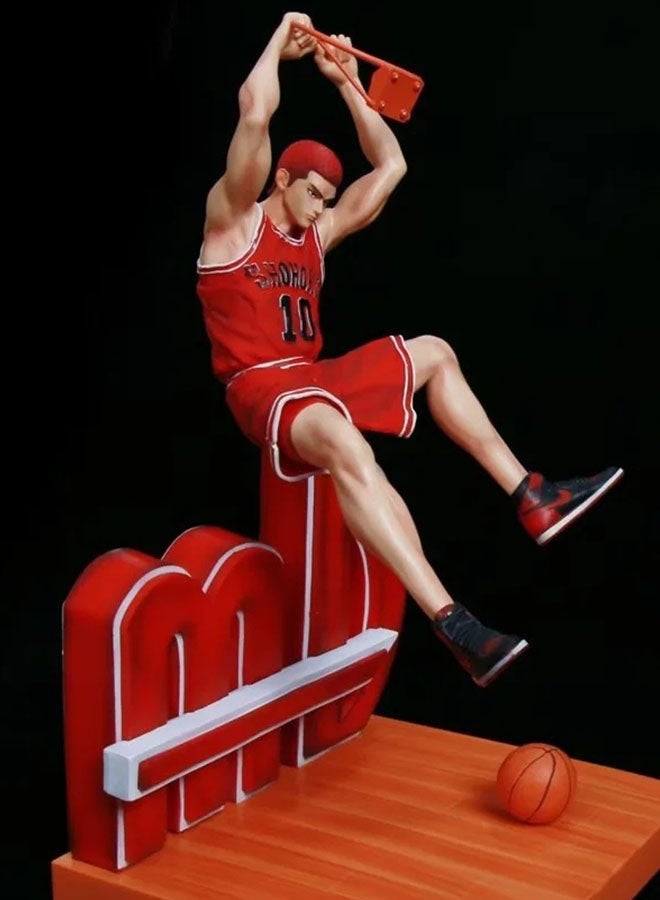 Halamodo Slam Dunk Super - Sized Hanamichi Sakuragi No.10 Anime Figure with Swappable Heads - Ideal Birthday Gift，38.5 cm - Image 4
