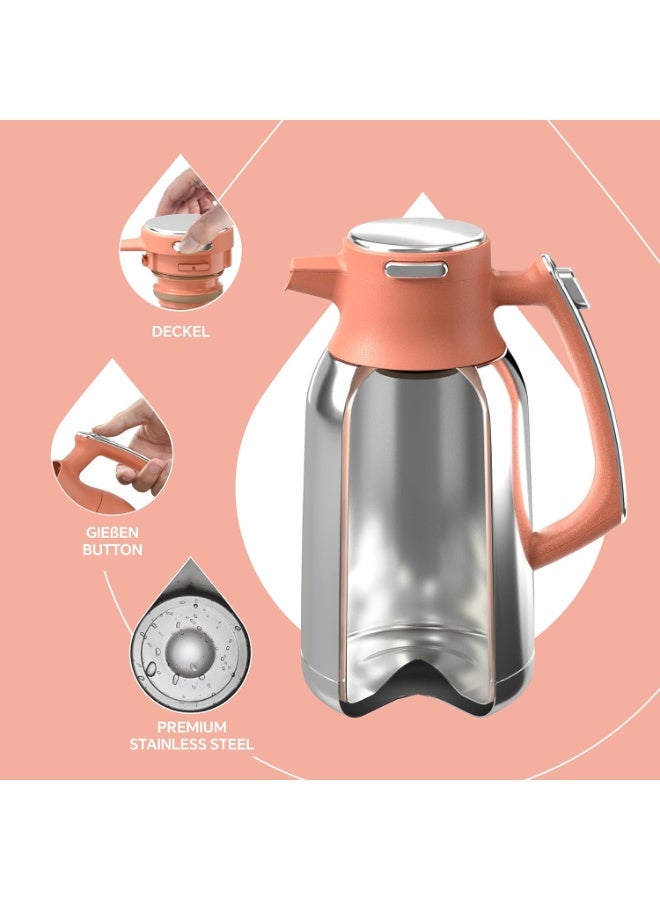 IDEUS Thermos Flask, 2 L, Stainless Steel Double-Walled Coffee Pot, Vacuum Insulation, Insulated Jug, Warming Jug, Teapot for Coffee, BPA-Free, - Image 3