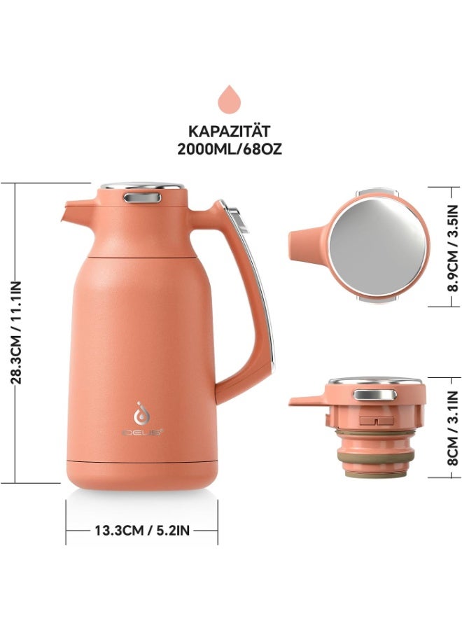 IDEUS Thermos Flask, 2 L, Stainless Steel Double-Walled Coffee Pot, Vacuum Insulation, Insulated Jug, Warming Jug, Teapot for Coffee, BPA-Free, - Image 5