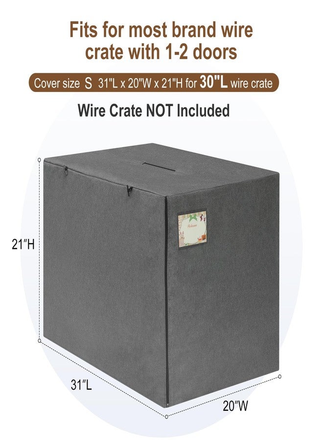 HiCaptain Breathable Dog Crate Cover 30 Inch, Durable Heavy Duty Kennel Cover, Dual Zippered Panels, Windproof Waterproof UV-Resistant (Grey) - Image 2