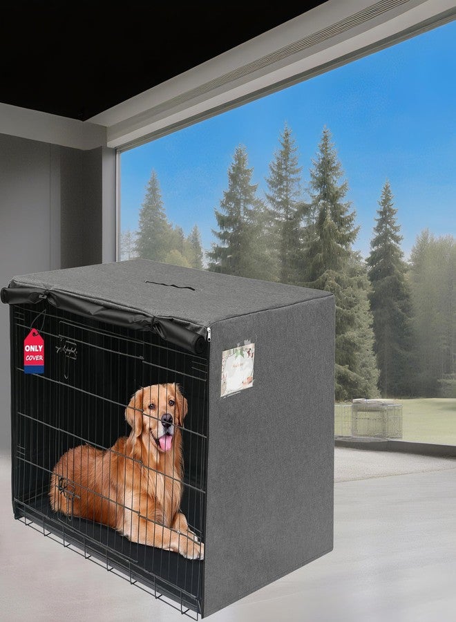 HiCaptain Breathable Dog Crate Cover 30 Inch, Durable Heavy Duty Kennel Cover, Dual Zippered Panels, Windproof Waterproof UV-Resistant (Grey) - Image 1