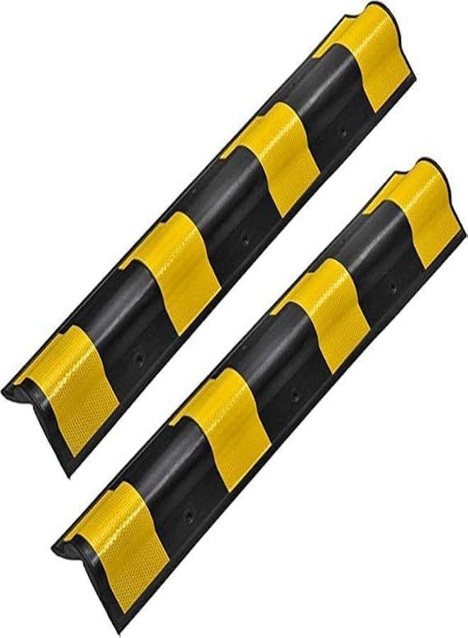 MINSALES Piller Corner Reflective Guard with Yellow Safety Strips – Foam Wall Edge Protector for Garage, Parking Lot, Warehouse, and Industrial Areas (Pack of 2) - Image 1