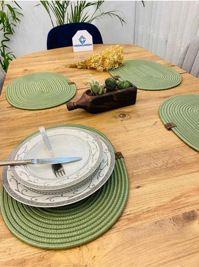 بدز ديري BDZ Leather Wicker Jute Presentation Plate American Service Oval Subpla 4 Piece