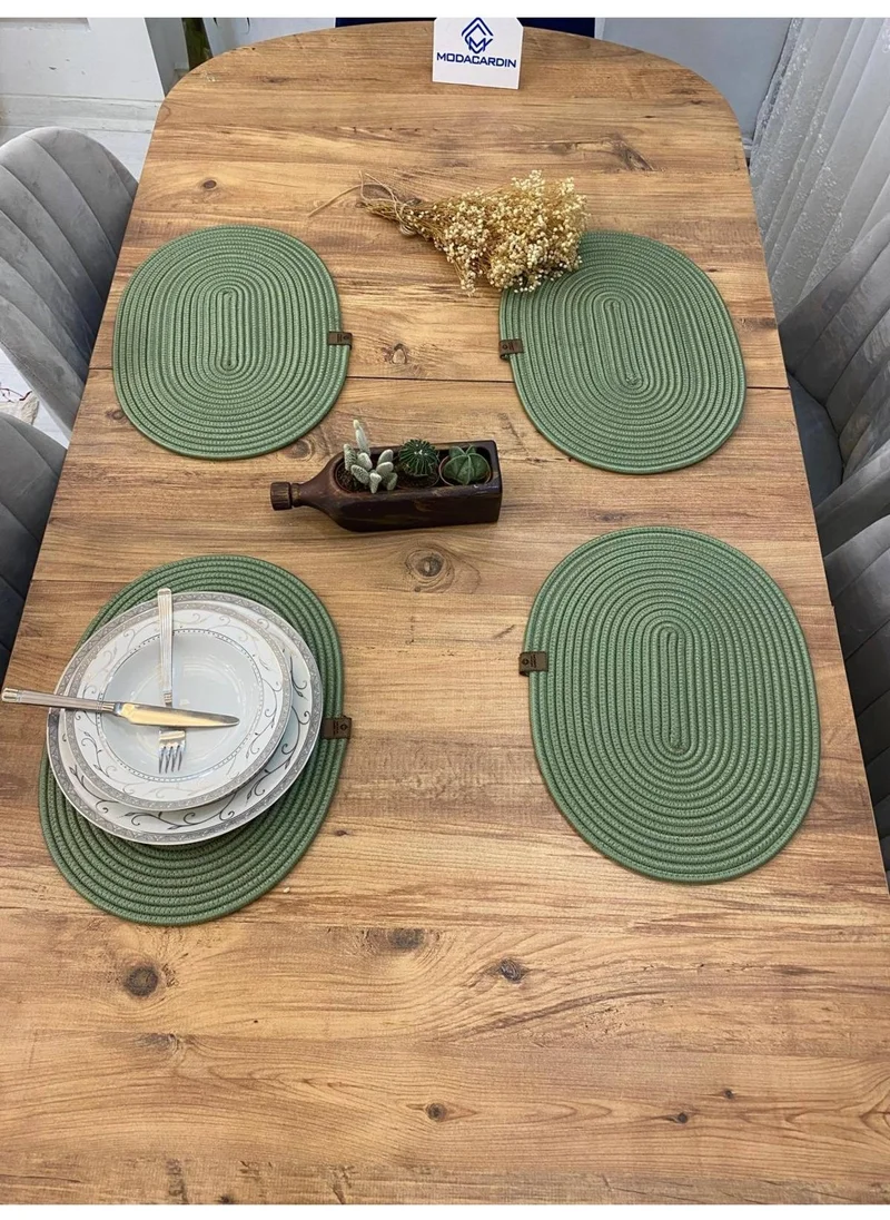 BDZ Deri BDZ Leather Wicker Jute Presentation Plate American Service Oval Subpla 4 Piece