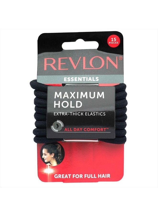 Revlon Extra Thick Black Hair Elastics, 15 Count - Image 1