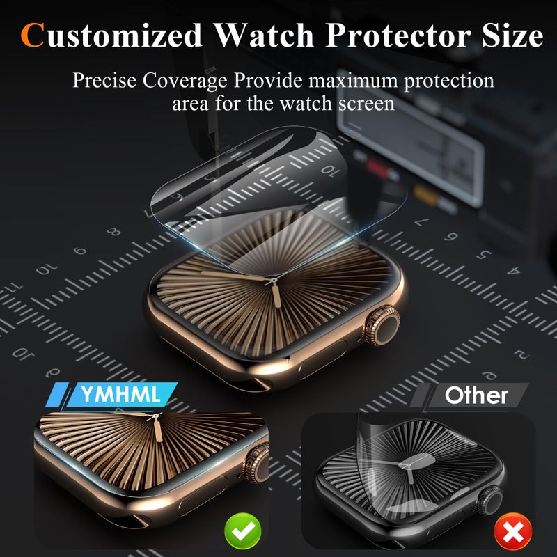 YMHML [ 8 Pack Compatible for Apple Watch Series 11 Series 10 46mm Screen Protector, [Upgrade Flexible Film] Soft HD Clear Anti-Scratch Film for iWatch Accessories - Image 2