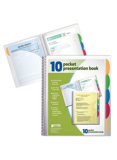 10 Pocket Poly Presentation Folder With Tabs 2 Count