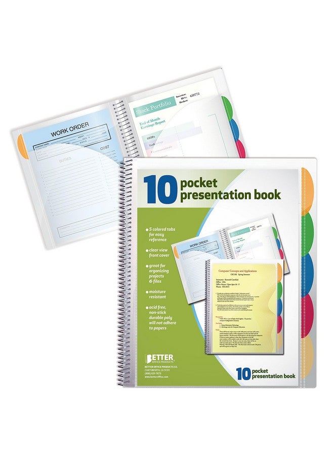 10 Pocket Poly Presentation Folder With Tabs 2 Count