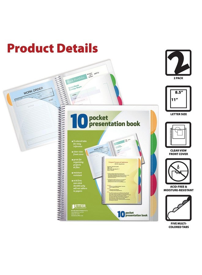10 Pocket Poly Presentation Folder With Tabs 2 Count